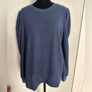 Loft navy size large waffle knit top. NWT